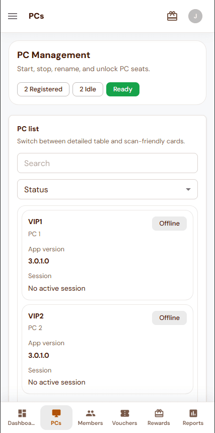 Traditional PC list on a phone
